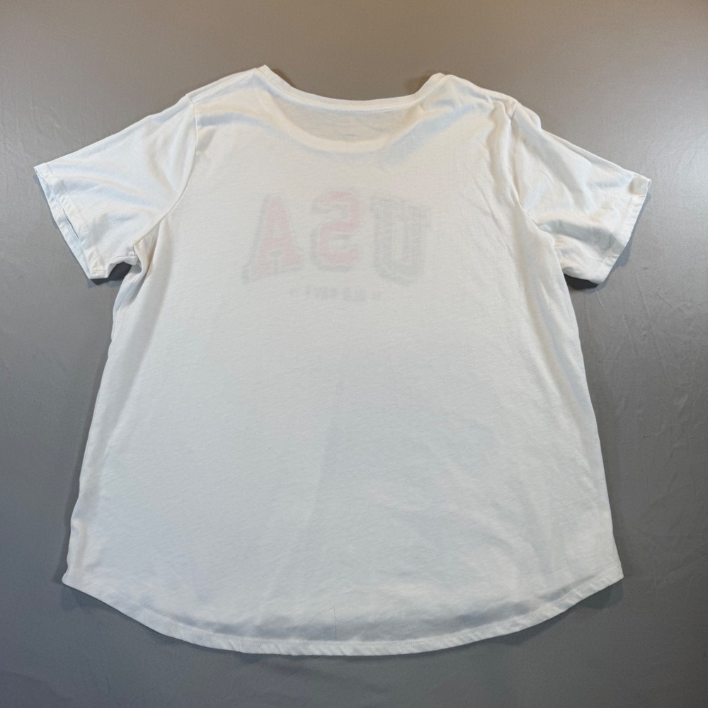 Old Navy Everywear Womens XL White USA Graphic T-Shirt Short Sleeve Patriotic - Picture 6 of 6